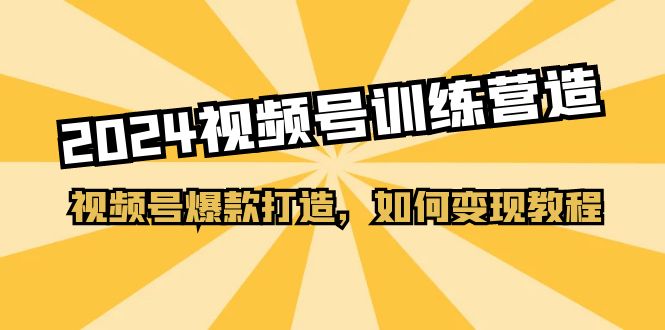 2024视频号训练营,视频号爆款打造,如何变现教程(20节课)-轻创社项目网