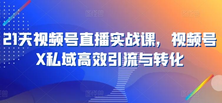 21天视频号直播实战课,视频号X私域高效引流与转化-轻创社项目网