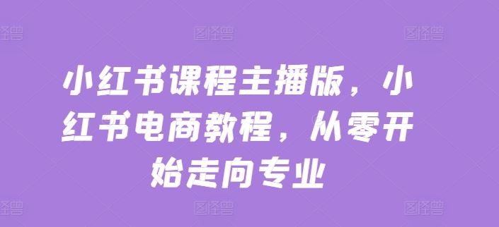 小红书课程主播版,小红书电商教程,从零开始走向专业-轻创社项目网