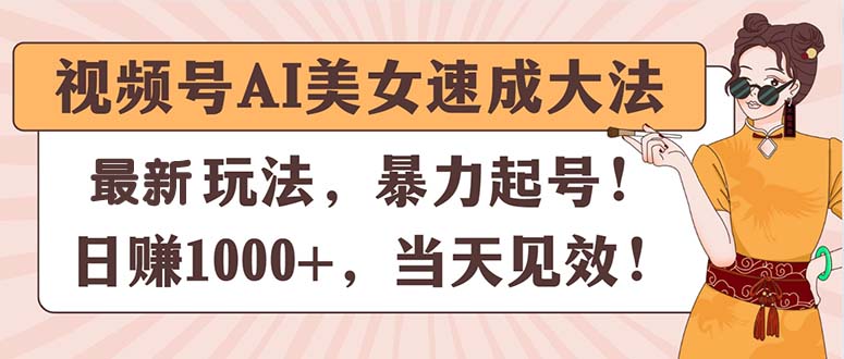 (11330期)视频号AI美女速成大法,暴力起号,日赚1000+,当天见效-轻创社项目网