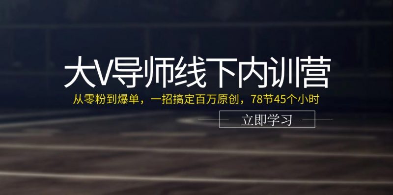大V导师线下内训营:从零粉到爆单,一招搞定百万原创(78节45个小时)-轻创社项目网
