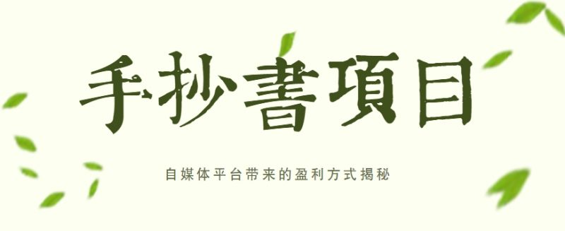 手抄书项目,一天赚上百的副业!自媒体平台带来的盈利方式揭秘【附软件】-轻创社项目网