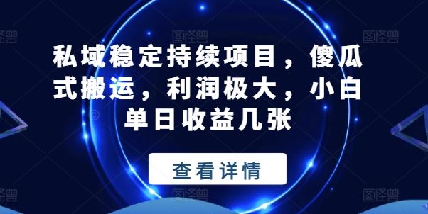 私域稳定持续项目,傻瓜式搬运,利润极大,小白单日收益几张【揭秘】-轻创社项目网