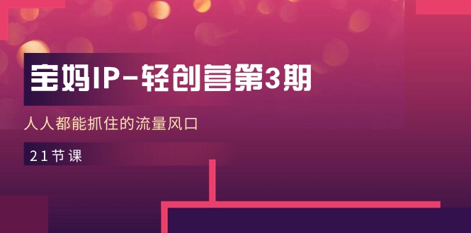 宝妈IP轻创营第3期,人人都能抓住的流量风口(21节课)-轻创社项目网