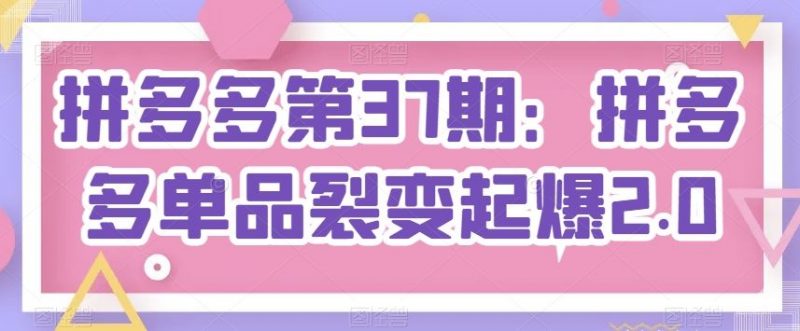 拼多多第37期:拼多多单品裂变起爆2.0-轻创社项目网