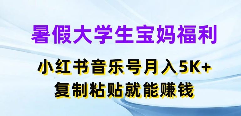 暑假大学生宝妈福利,小红书音乐号月入5000+,复制粘贴就能赚钱【揭秘】-轻创社项目网