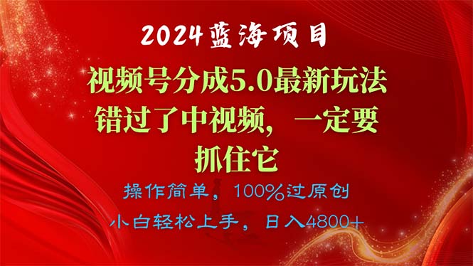 (11032期)2024蓝海项目,视频号分成计划5.0最新玩法,错过了中视频,一定要抓住…-轻创社项目网