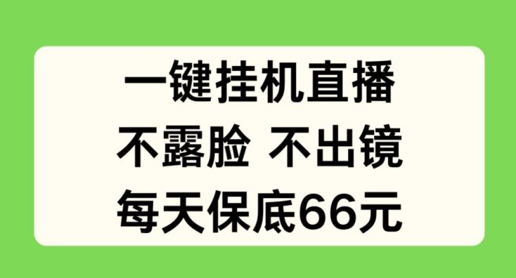 一键挂JI直播,不露脸不出境,每天保底66元【揭秘】-轻创社项目网