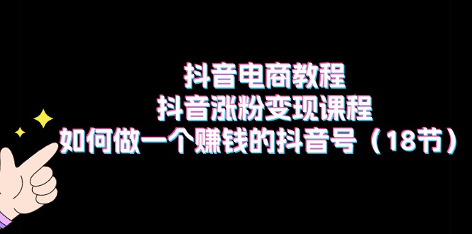 (11436期)抖音电商教程:抖音涨粉变现课程:如何做一个赚钱的抖音号(18节)-轻创社项目网