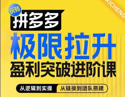 拼多多极限拉升盈利突破进阶课,?从算法到玩法,从玩法到团队搭建,体系化系统性帮助商家实现利润提升-轻创社项目网