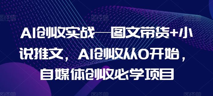 AI创收实战—图文带货+小说推文,AI创收从0开始,自媒体创收必学项目-轻创社项目网