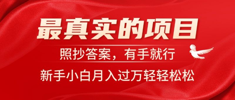 (11362期)最真实的项目,照抄答案,有手就行,新手小白月入过万轻轻松松-轻创社项目网