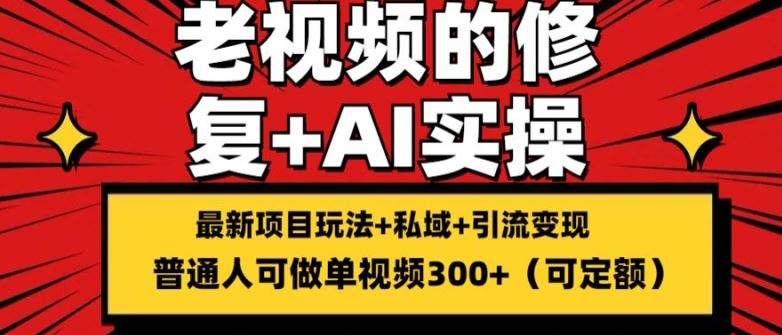 修复老视频的玩法,搬砖+引流的变现(可持久),单条收益300+【揭秘】-轻创社项目网