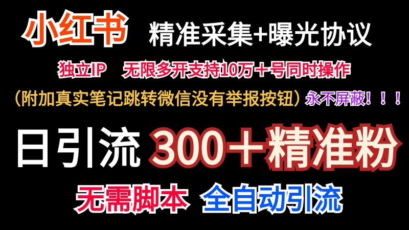 小红薯精准采集+无限曝光+真实笔记跳转微信,永不屏蔽(日引300+精准粉)-轻创社项目网