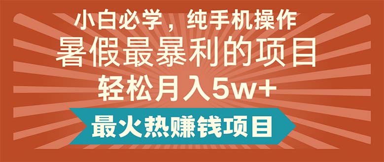 (11583期)小白必学,纯手机操作,暑假最暴利的项目轻松月入5w+最火热赚钱项目-轻创社项目网