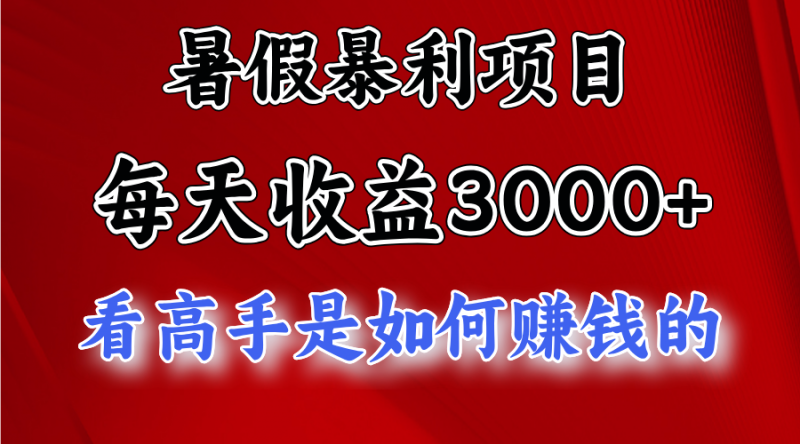 (11422期)暑假暴利项目,每天收益3000+ 努努力能达到5000+,暑假大流量来了-轻创社项目网