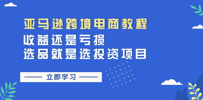 (11432期)亚马逊跨境电商教程:收益还是亏损!选品就是选投资项目-轻创社项目网