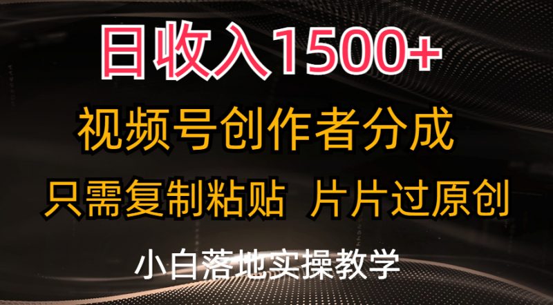 (11339期)日收入1500+,视频号创作者分成,只需复制粘贴,片片过原创,小白也可…-轻创社项目网