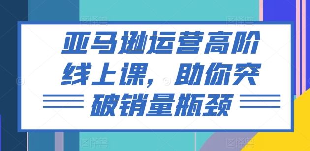 亚马逊运营高阶线上课,助你突破销量瓶颈-轻创社项目网