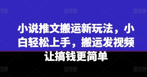 小说推文搬运新玩法,小白轻松上手,搬运发视频让搞钱更简单-轻创社项目网
