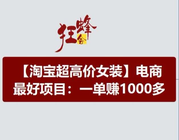 淘宝超高价女装项目,电商最好赛道,一单赚1000多-轻创社项目网
