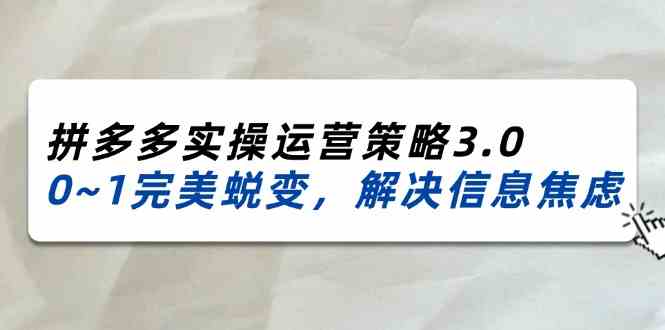 2024-2025拼多多实操运营策略3.0,0~1完美蜕变,解决信息焦虑(38节)-轻创社项目网