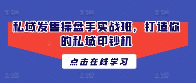 私域发售操盘手实战班,打造你的私域印钞机-轻创社项目网