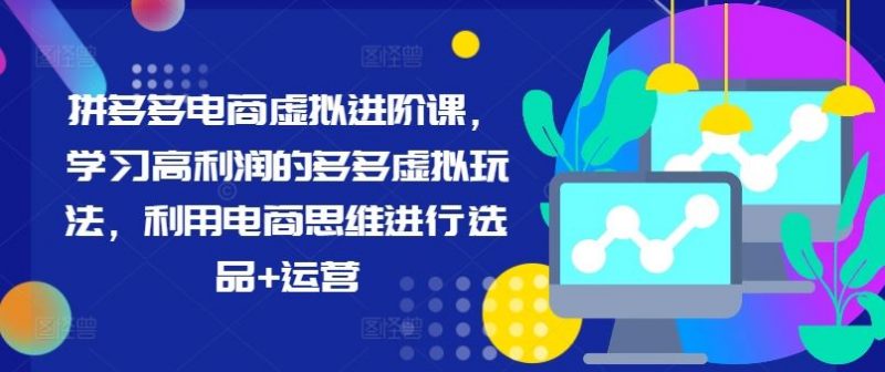 拼多多电商虚拟进阶课,学习高利润的多多虚拟玩法,利用电商思维进行选品+运营-轻创社项目网