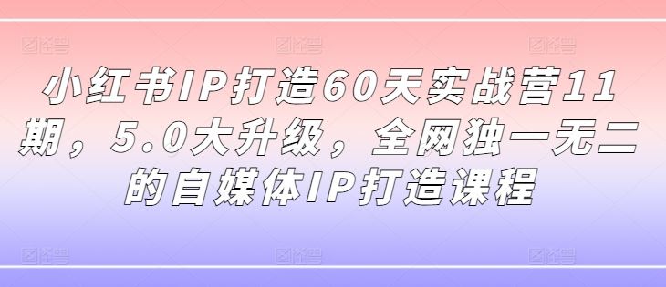 小红书IP打造60天实战营11期,5.0大升级,全网独一无二的自媒体IP打造课程-轻创社项目网