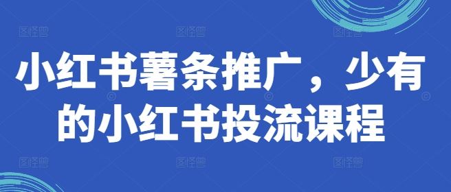 小红书薯条推广,少有的小红书投流课程-轻创社项目网