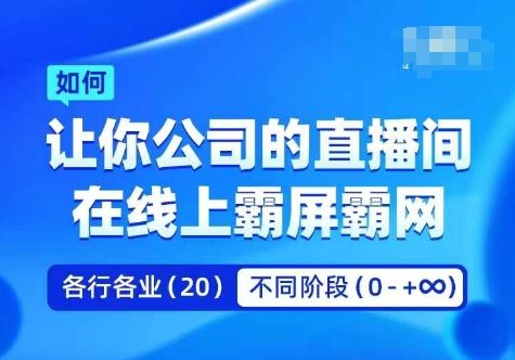 企业矩阵直播霸屏实操课,让你公司的直播间在线上霸屏霸网-轻创社项目网