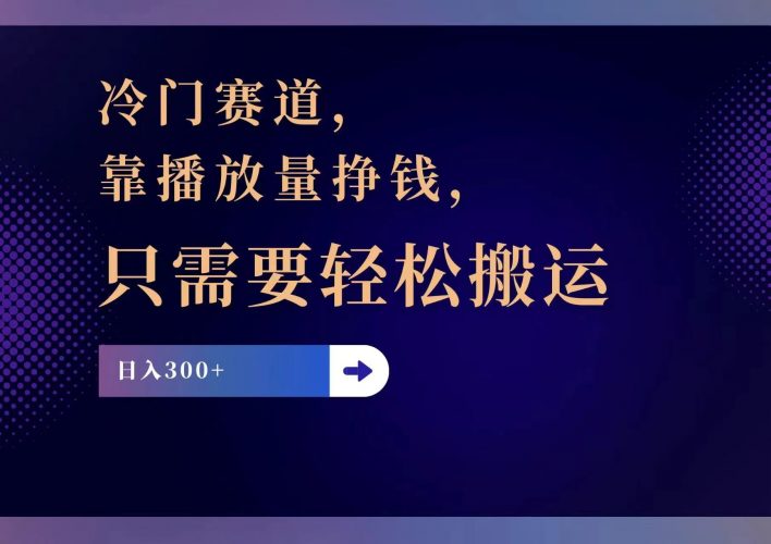 (11965期)冷门赛道,靠播放量挣钱,只需要轻松搬运,日赚300+-轻创社项目网