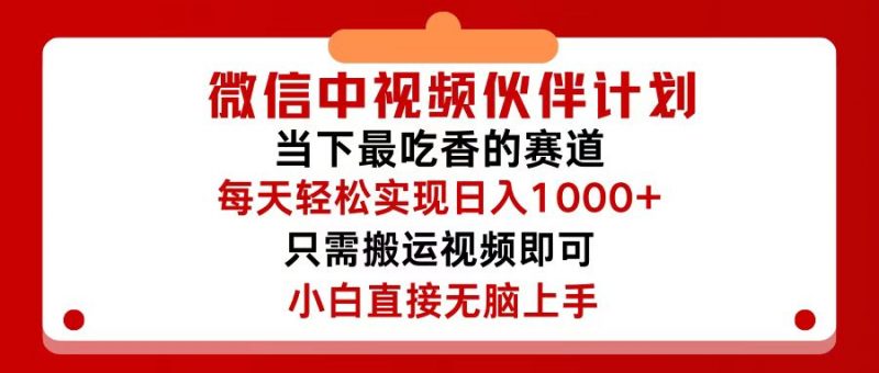 (12017期)微信中视频伙伴计划,仅靠搬运就能轻松实现日入500+,关键操作还简单,…-轻创社项目网