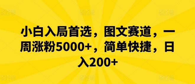 小白入局首选,图文赛道,一周涨粉5000+,简单快捷,日入200+-轻创社项目网