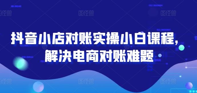 抖音小店对账实操小白课程,解决电商对账难题-轻创社项目网