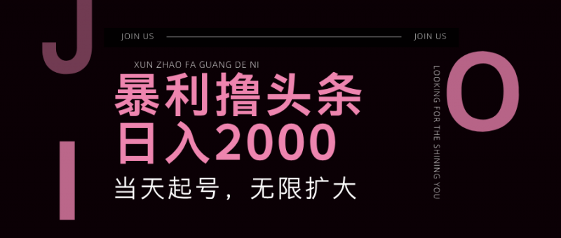 暴利撸头条,单号日入2000+,可无限扩大-轻创社项目网