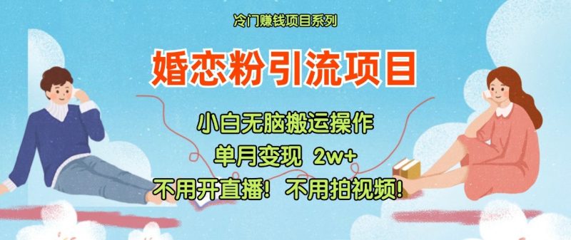 小红书婚恋粉引流,不用开直播!不用拍视频!不用做交付-轻创社项目网