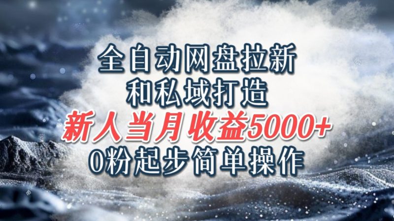全自动网盘拉新和私域打造,0粉起步简单操作,新人入门当月收益5000以上-轻创社项目网
