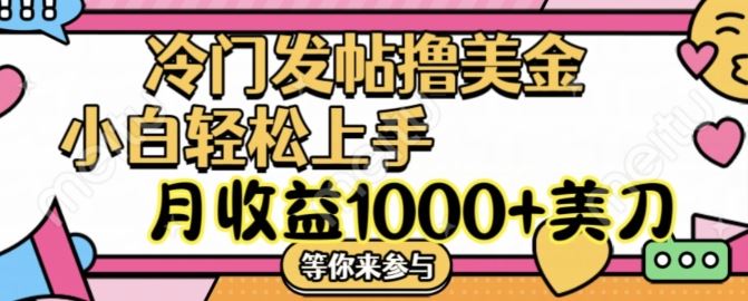 冷门发帖撸美金项目,月收益1000+美金,简单无脑,干就完了【揭秘】-轻创社项目网