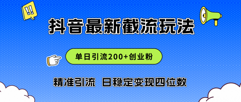 (12197期)2024年抖音评论区最新截流玩法,日引200+创业粉,日稳定变现四位数实操…-轻创社项目网