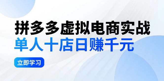 (12326期)拼多多虚拟电商实战:单人10店日赚千元,深耕老项目,稳定盈利不求风口-轻创社项目网