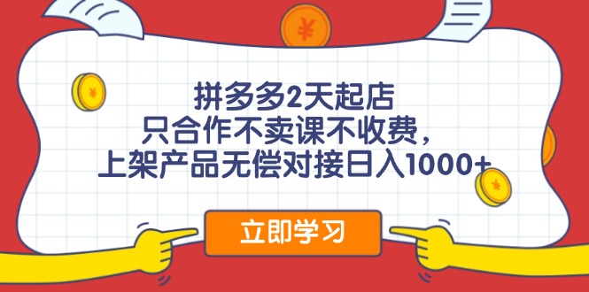 （12356期）拼多多0成本开店，只合作不卖课不收费，0成本尝试，日赚千元+-轻创社项目网