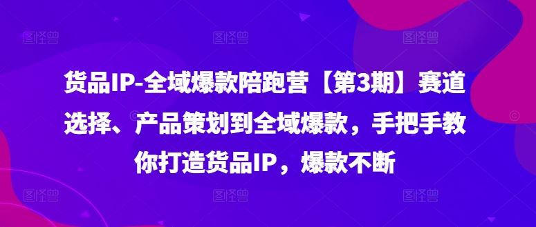 货品IP全域爆款陪跑营【第3期】赛道选择、产品策划到全域爆款,手把手教你打造货品IP,爆款不断-轻创社项目网