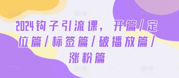 2024钩子引流课,开篇/定位篇/标签篇/破播放篇/涨粉篇-轻创社项目网
