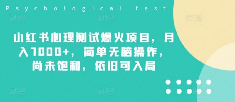小红书心理测试爆火项目,月入7000+,简单无脑操作,尚未饱和,依旧可入局-轻创社项目网