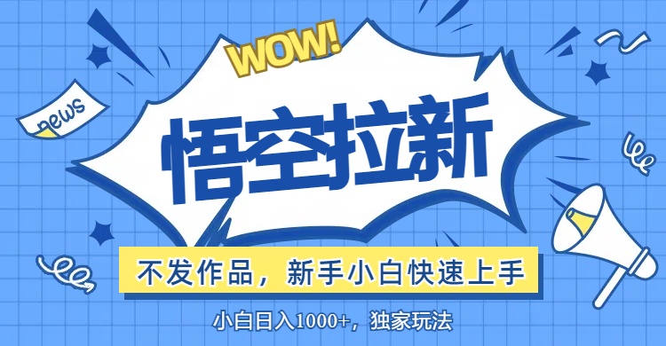 (12243期)悟空拉新最新玩法,无需作品暴力出单,小白快速上手-轻创社项目网