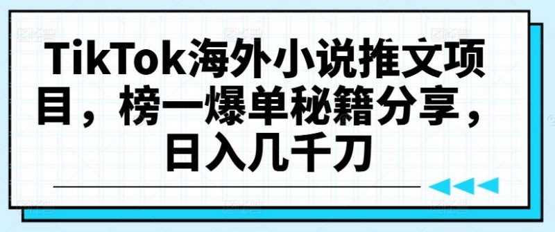 TikTok海外小说推文项目,榜一爆单秘籍分享,日入几千刀-轻创社项目网