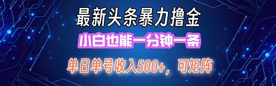 图片[1]-（12380期）最新暴力头条掘金日入500+，矩阵操作日入2000+ ，小白也能轻松上手！
