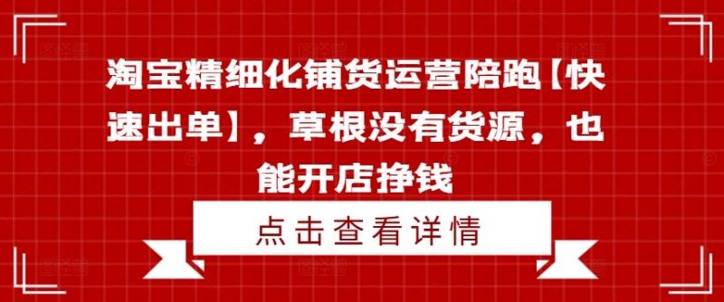 淘宝精细化铺货运营陪跑【快速出单】,草根没有货源,也能开店挣钱-轻创社项目网