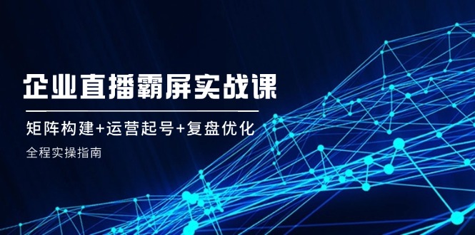 (12338期)企 业 直 播 霸 屏实战课:矩阵构建+运营起号+复盘优化,全程实操指南-轻创社项目网